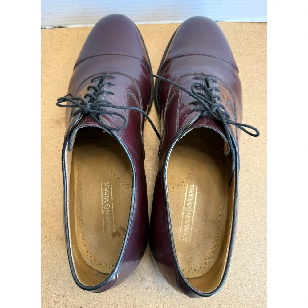 Johnston‎ & Murphy Men's Burgundy Leather Cap Toe Oxfords 12 D/B 24-93120